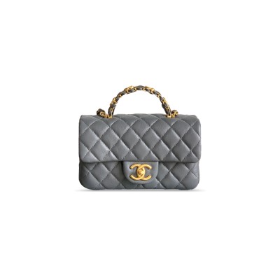 CHANEL MINI FLAP HANDLE CALFSKIN CAVIAR AS5701 (20*12*6cm）